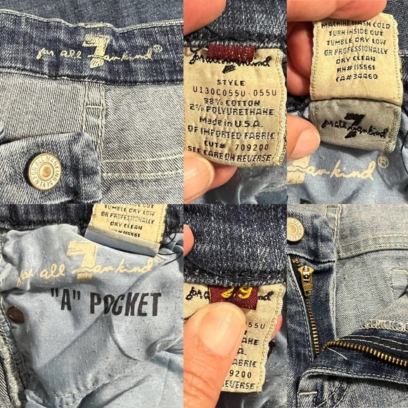 7 For All Mankind "A" Pocket Distressed Bootcut Jeans SZ 29 - Picture 10 of 10